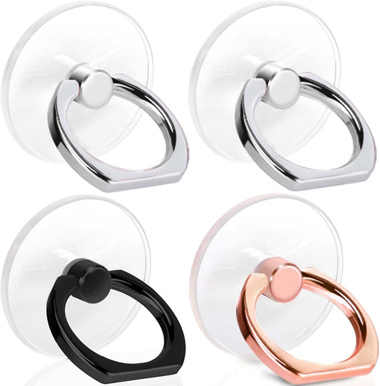 Cell Phone Ring Holder, Transparent Ring Holder 360°Rotation Finger Ring Stand, Clear Cell Phone Kickstand Compatible with Most of Phones, Tablet and Case, (2Silver+1Black+1Rose Gold)